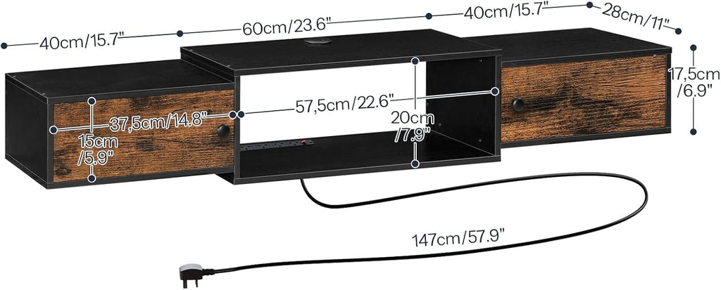 Rustic Brown Floating TV Stand BF11DS01