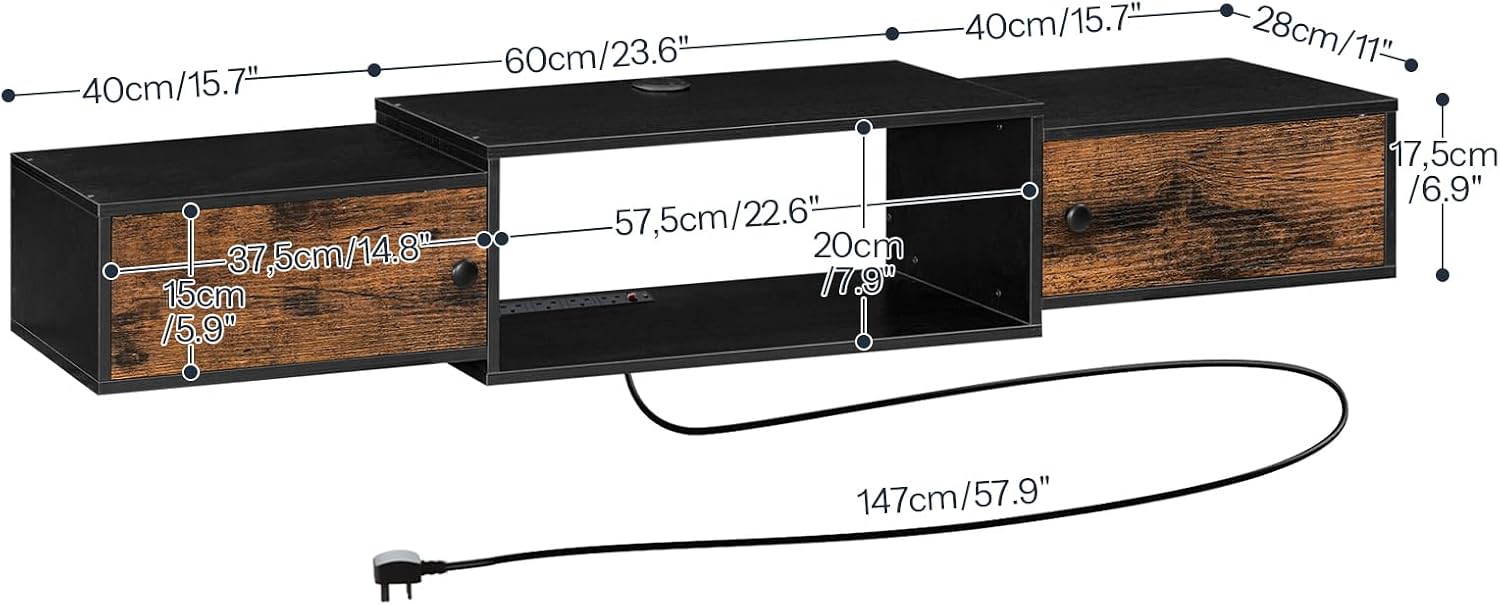 Rustic Brown Floating TV Stand BF11DS01