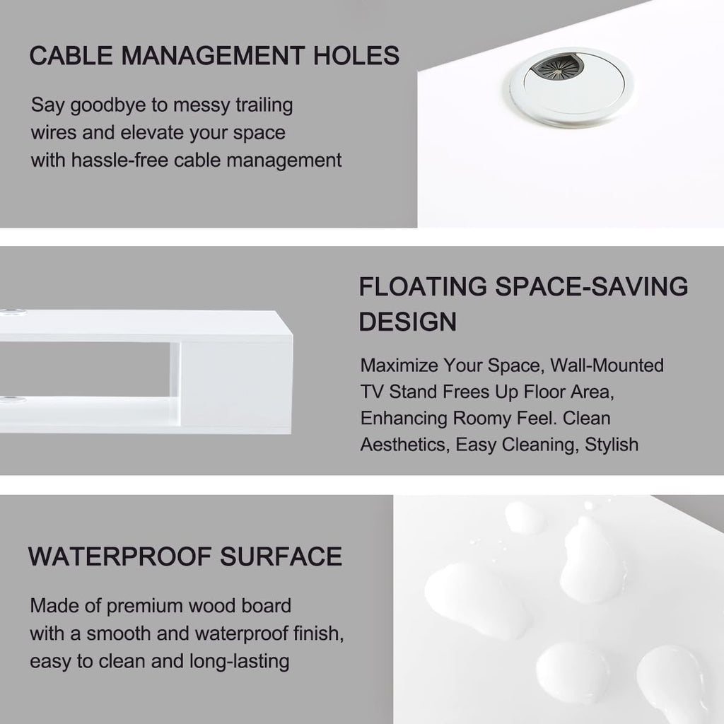 White Wall Mount Floating TV Cabinet