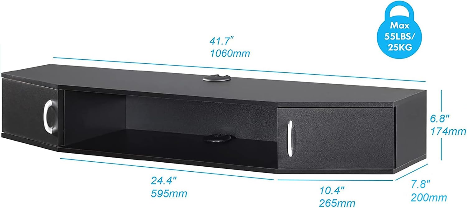 Black Wall Mounted Floating TV Stand