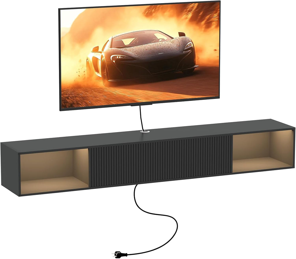 Black LED 55 Inch Floating TV Stand
