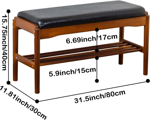 Black Cushioned Rubberwood Shoe Bench
