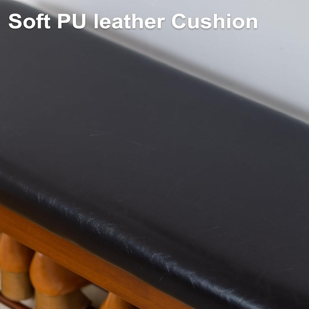 Black Cushioned Rubberwood Shoe Bench