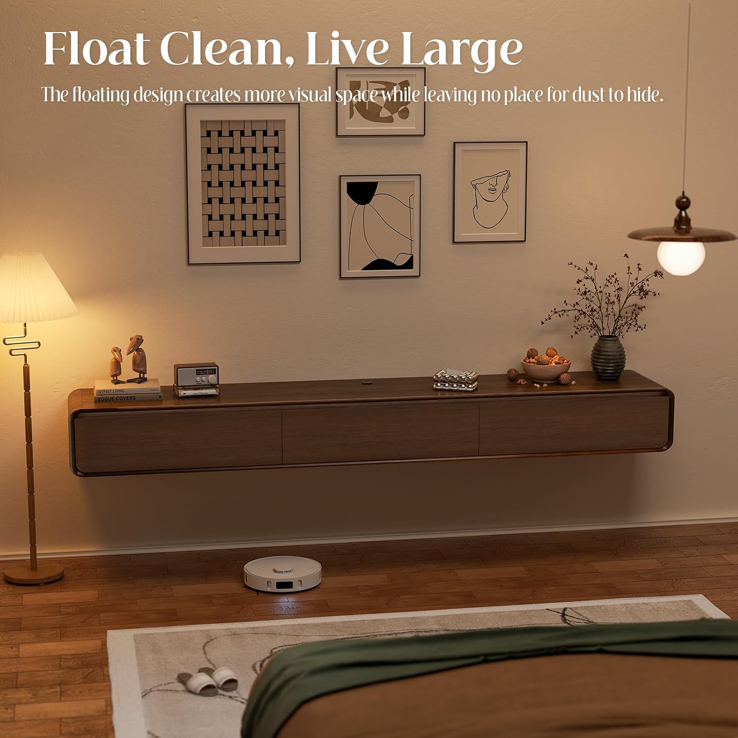 Walnut Floating 71 Inch TV Stand