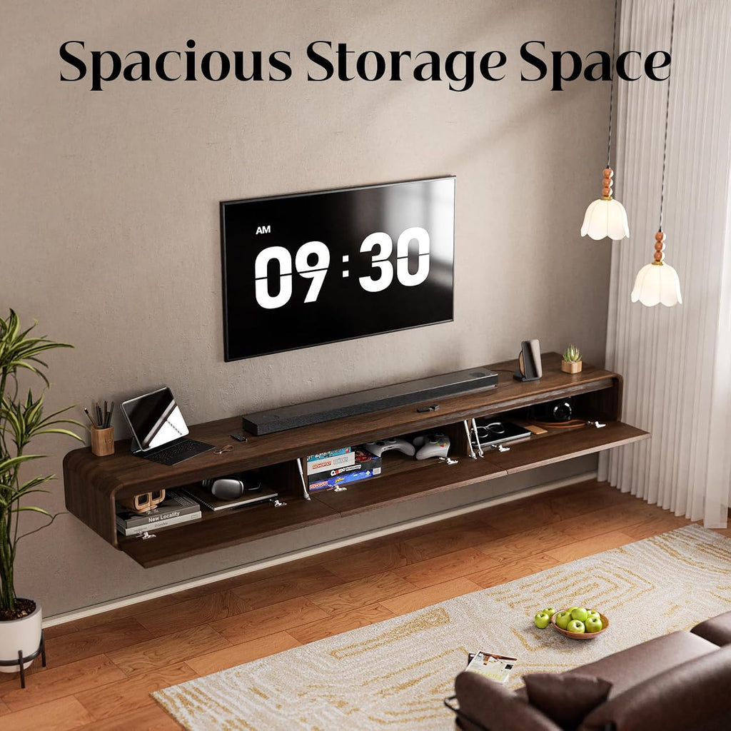 Walnut Floating 71 Inch TV Stand