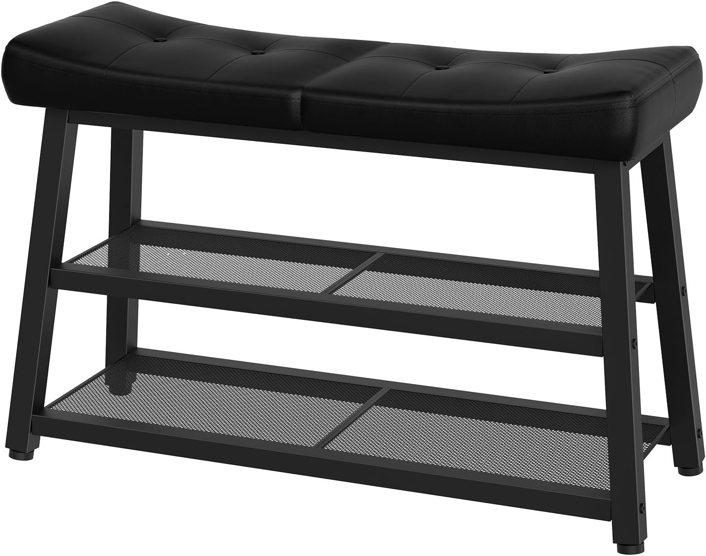 Black Cushioned 3-Tier Shoe Bench