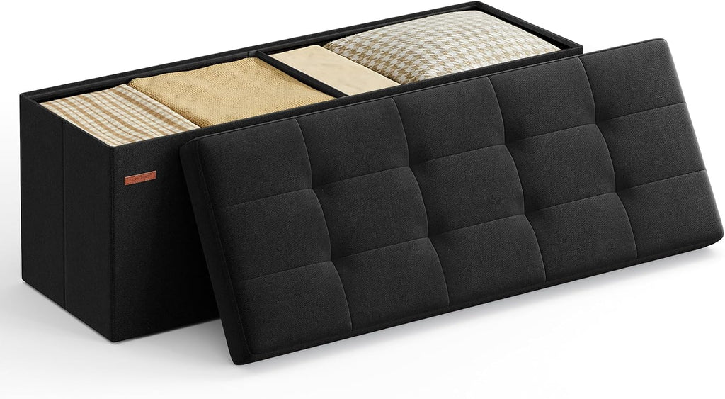 Black 43 Inch Storage Ottoman Bench