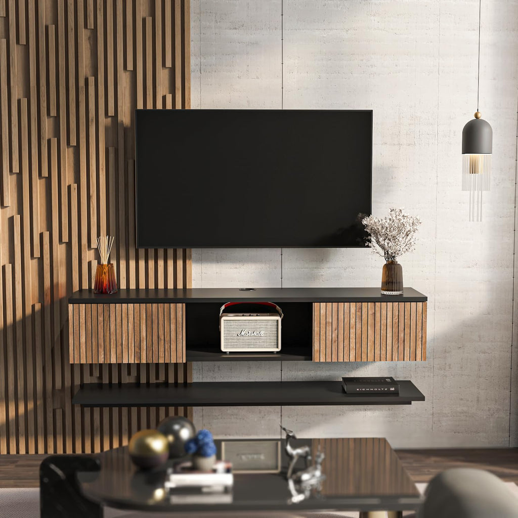 Black Walnut Floating TV Stand