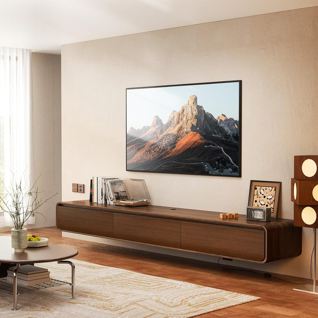 Walnut Floating 71 Inch TV Stand