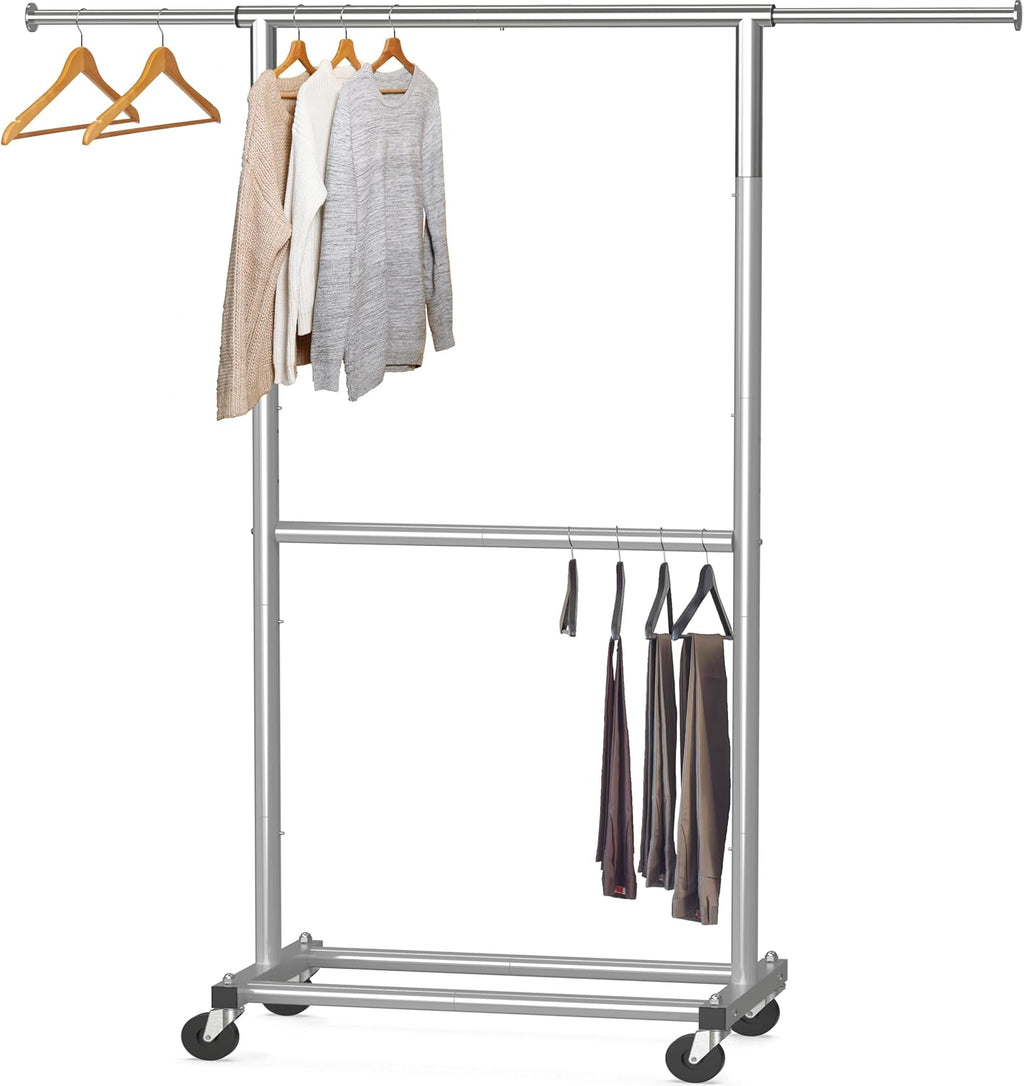 Grey Double Rod Garment Rack