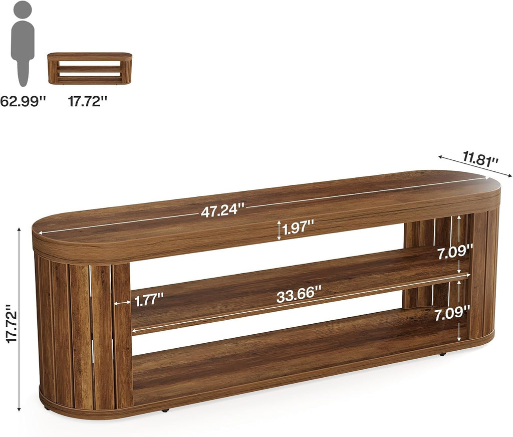 Brown Farmhouse 3-Tier Shoe Bench