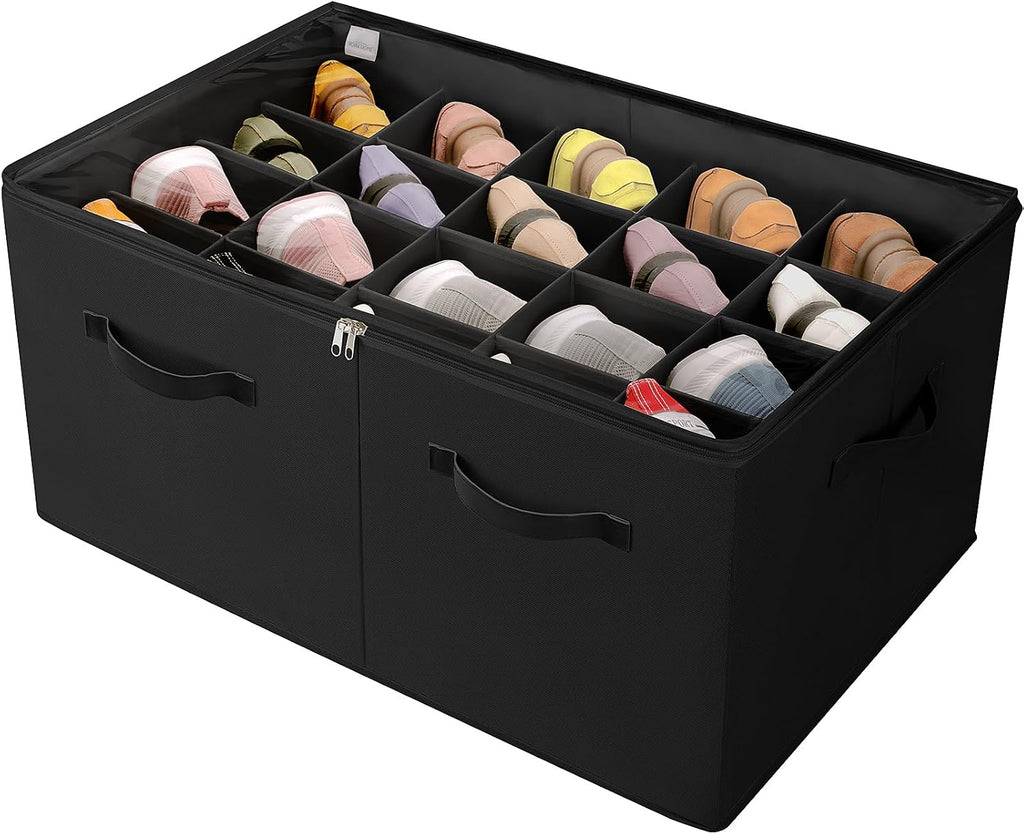 Black Foldable 20 Pairs Shoe Storage Box