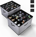 Gray Foldable Fabric Shoe Storage Boxes 2 Pack