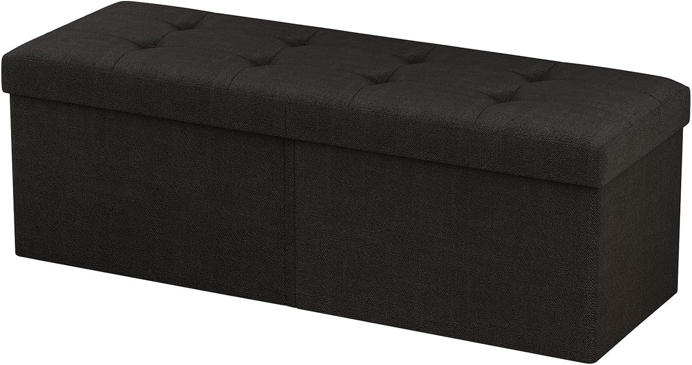 Black Storage Ottoman Bench 31.5 Inch