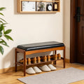 Black Cushioned Rubberwood Shoe Bench