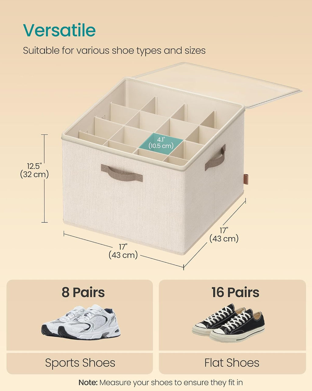 Beige Stackable Fabric Shoe Storage Box