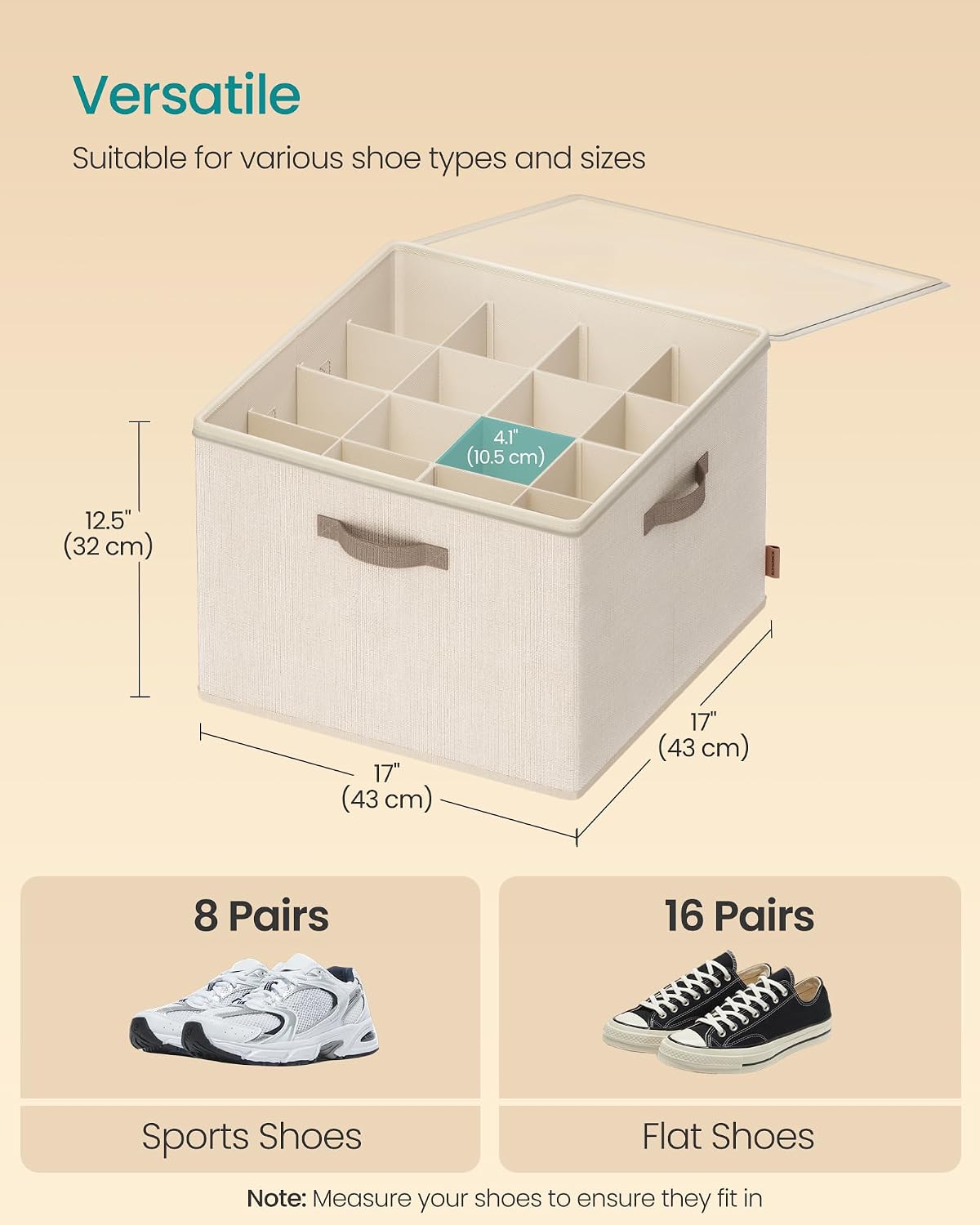 Beige Stackable Fabric Shoe Storage Box