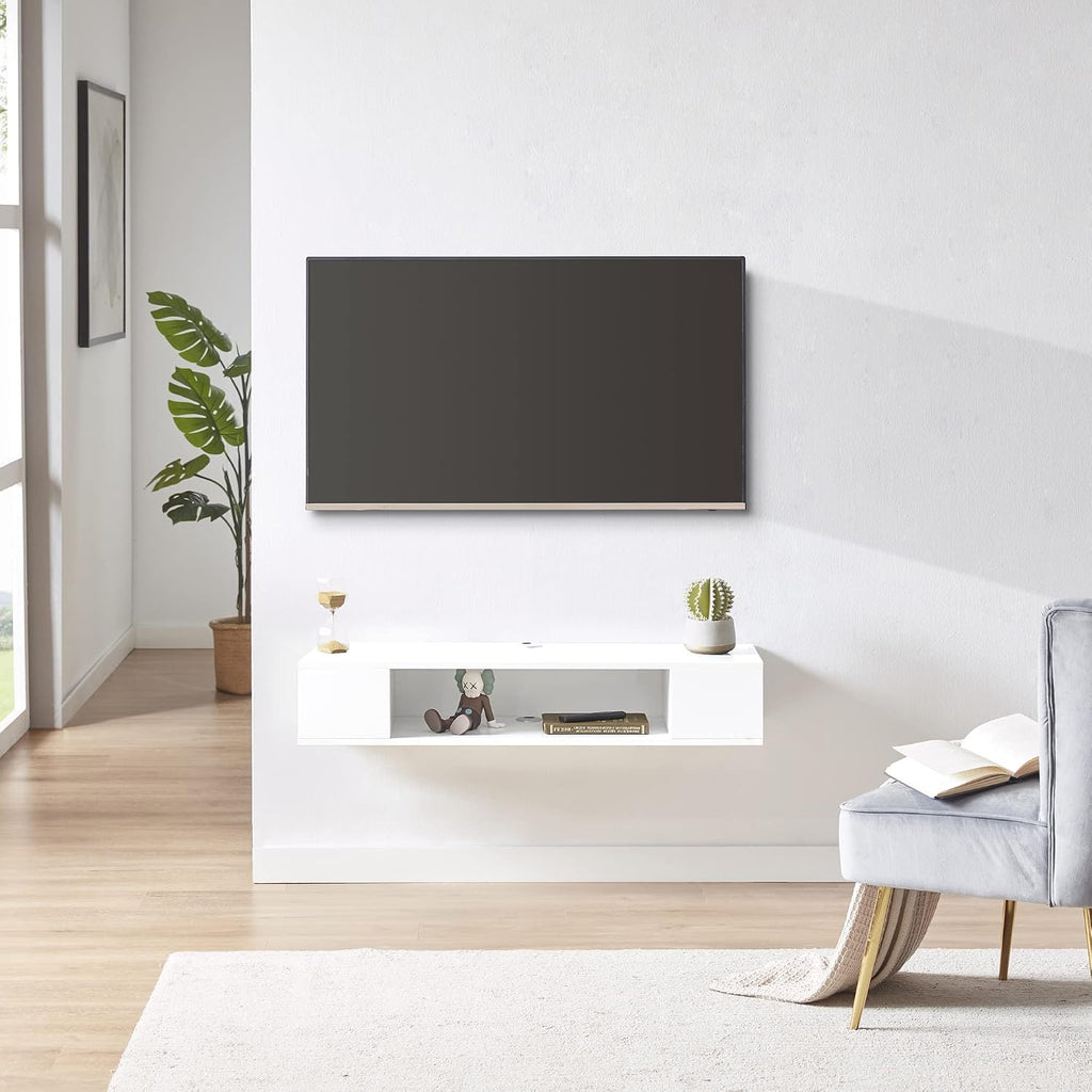 White Wall Mount Floating TV Cabinet