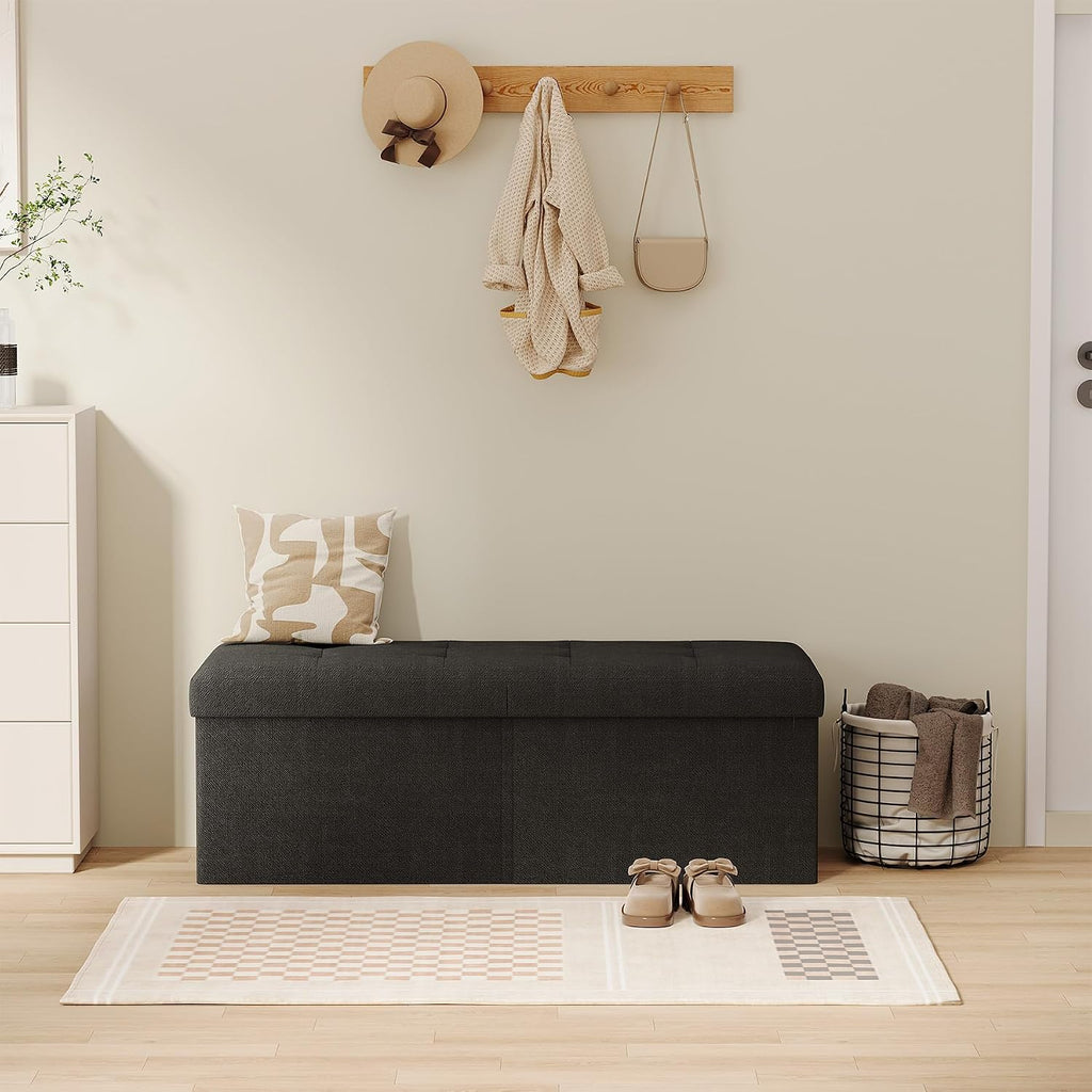 Black Storage Ottoman Bench 31.5 Inch