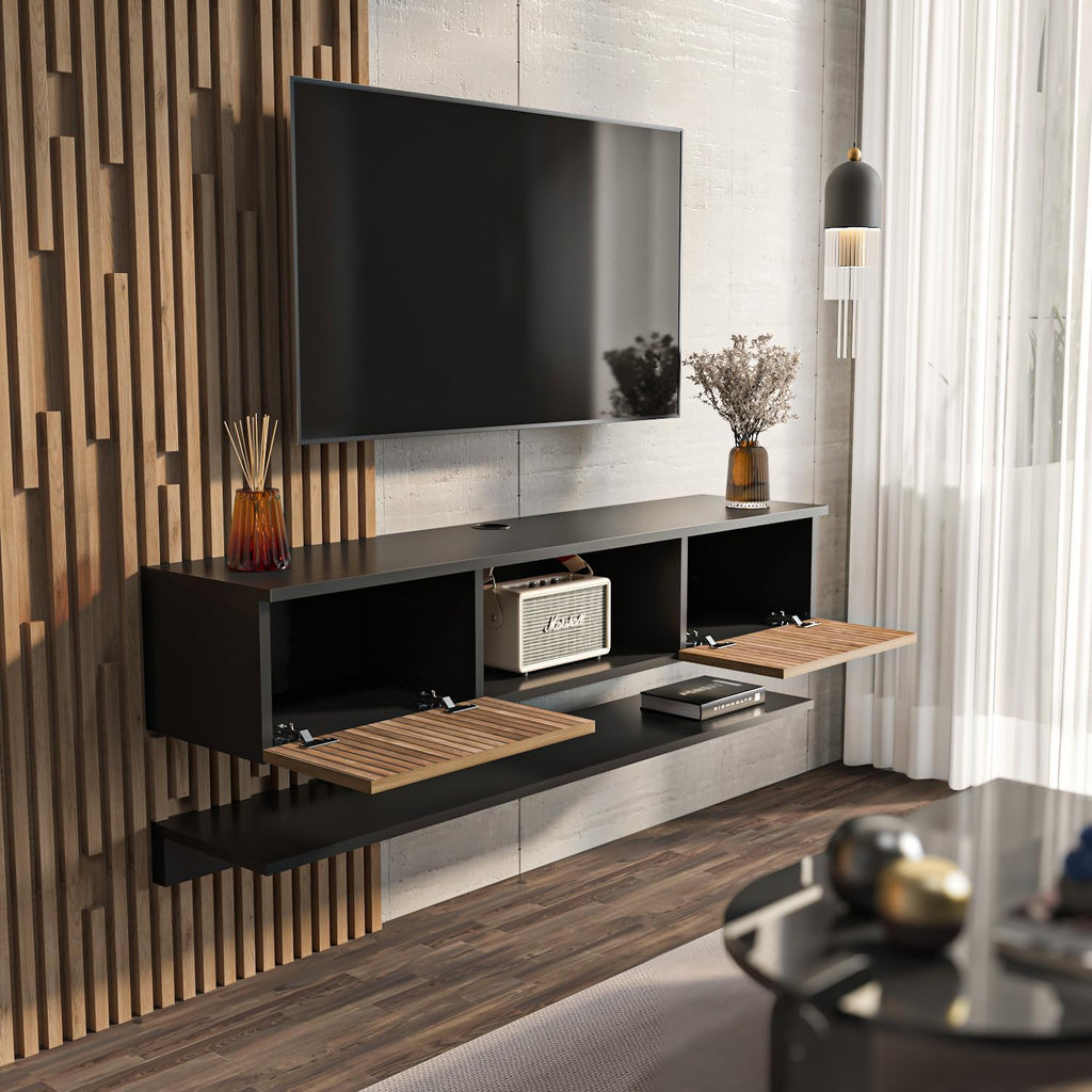 Black Walnut Floating TV Stand