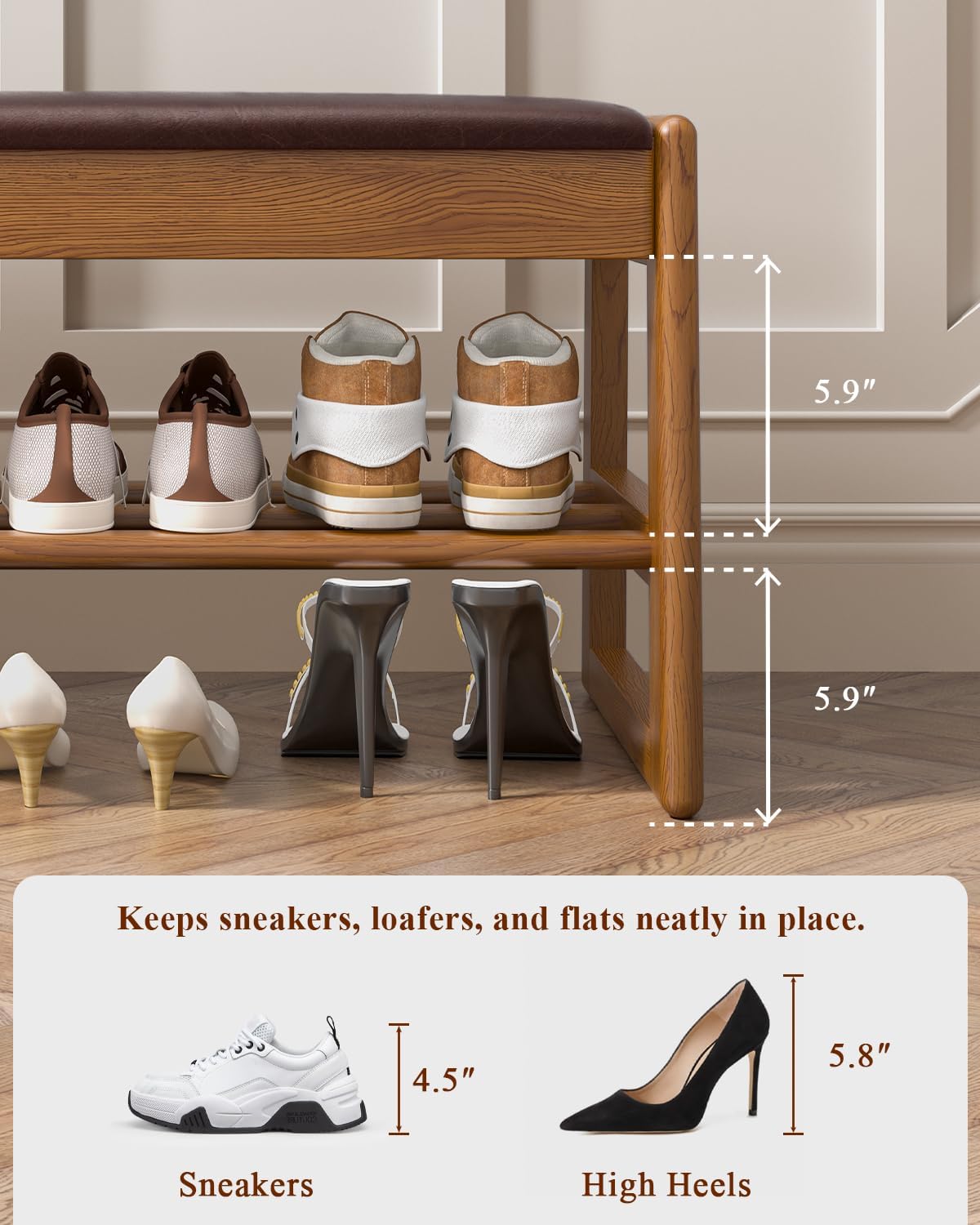 Wood Flip Top Cushioned Shoe Bench