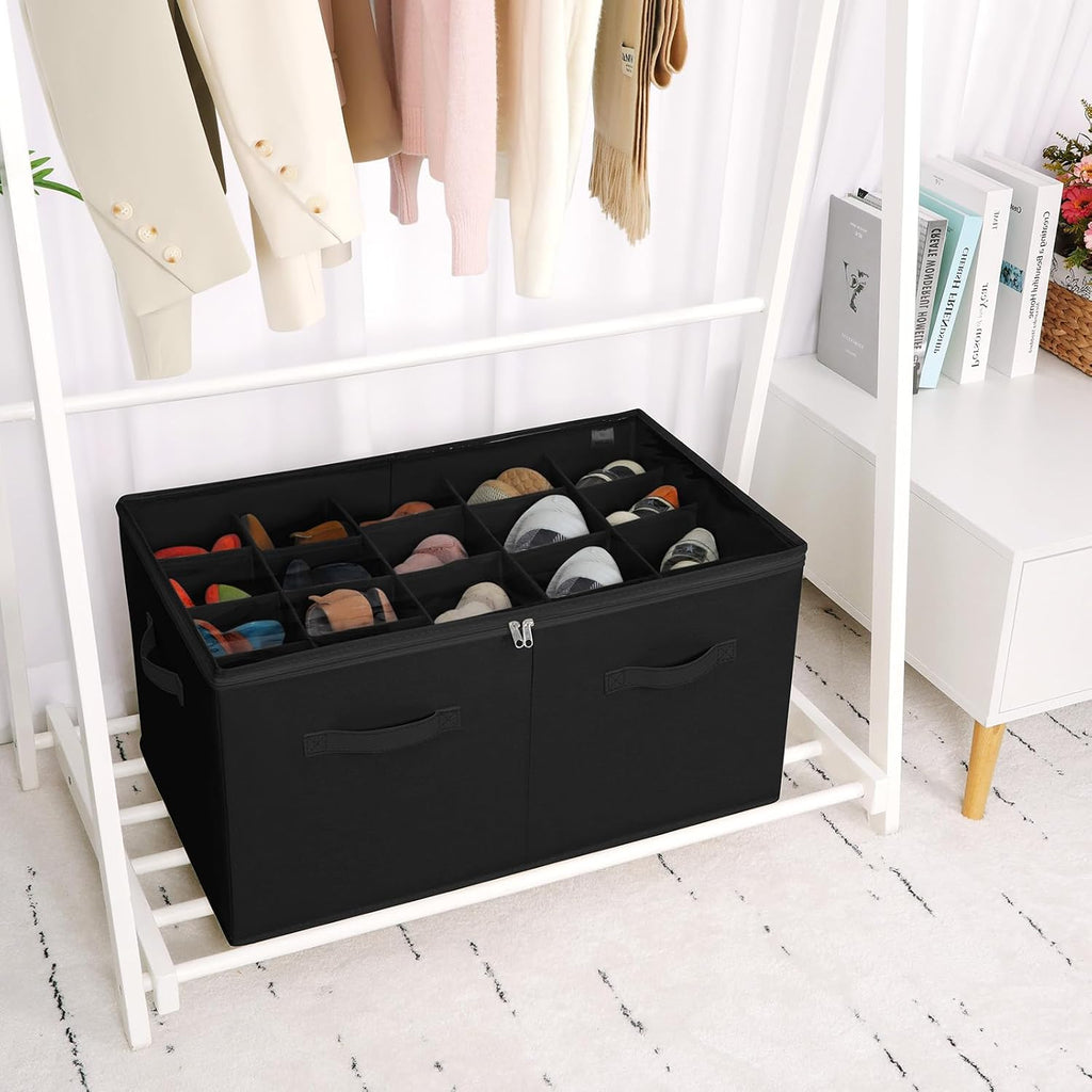 Black Foldable 20 Pairs Shoe Storage Box