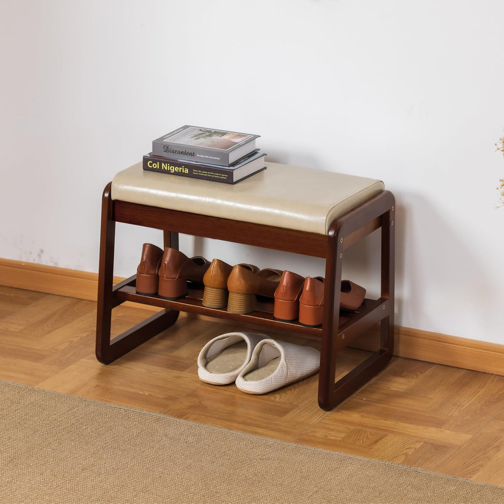 Gray Flip Storage Cushioned Shoe Bench