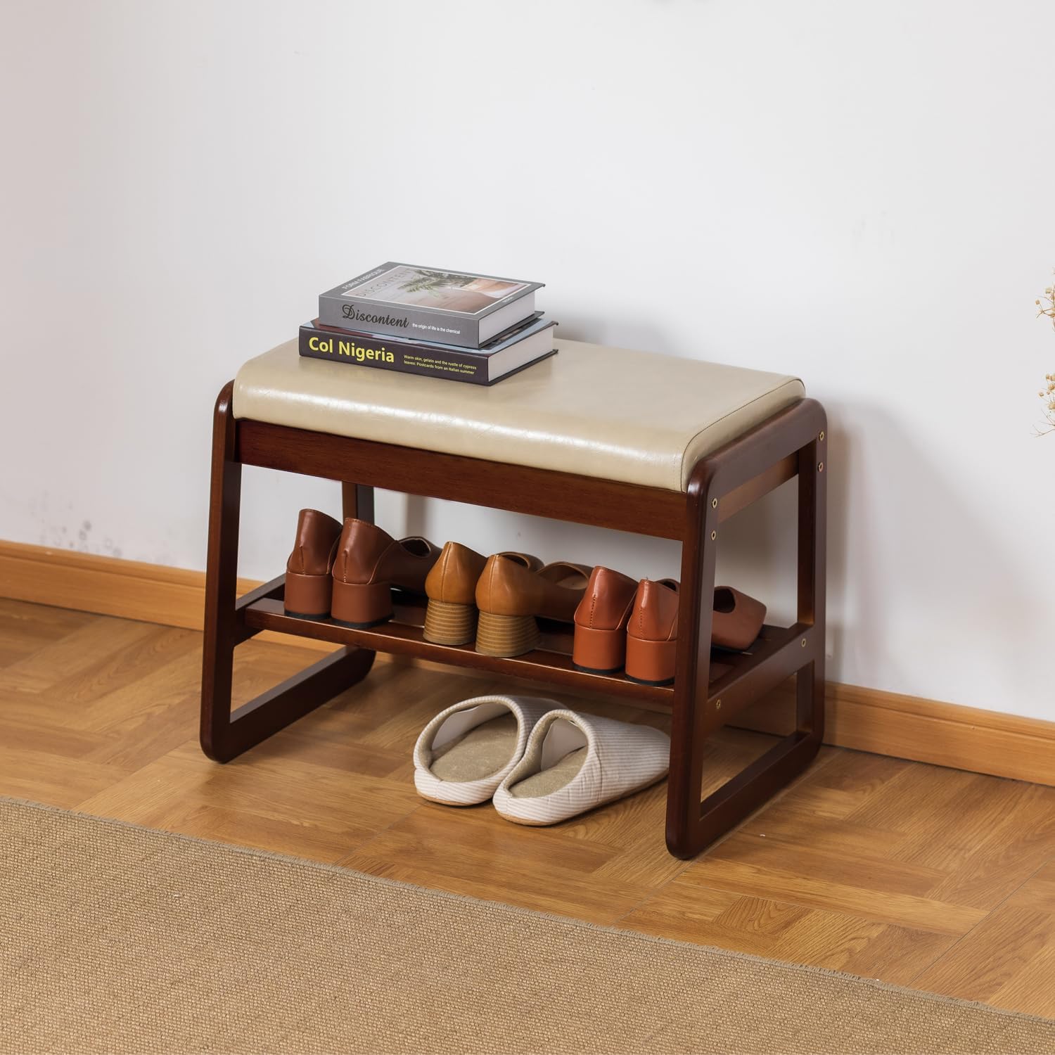Gray Flip Storage Cushioned Shoe Bench