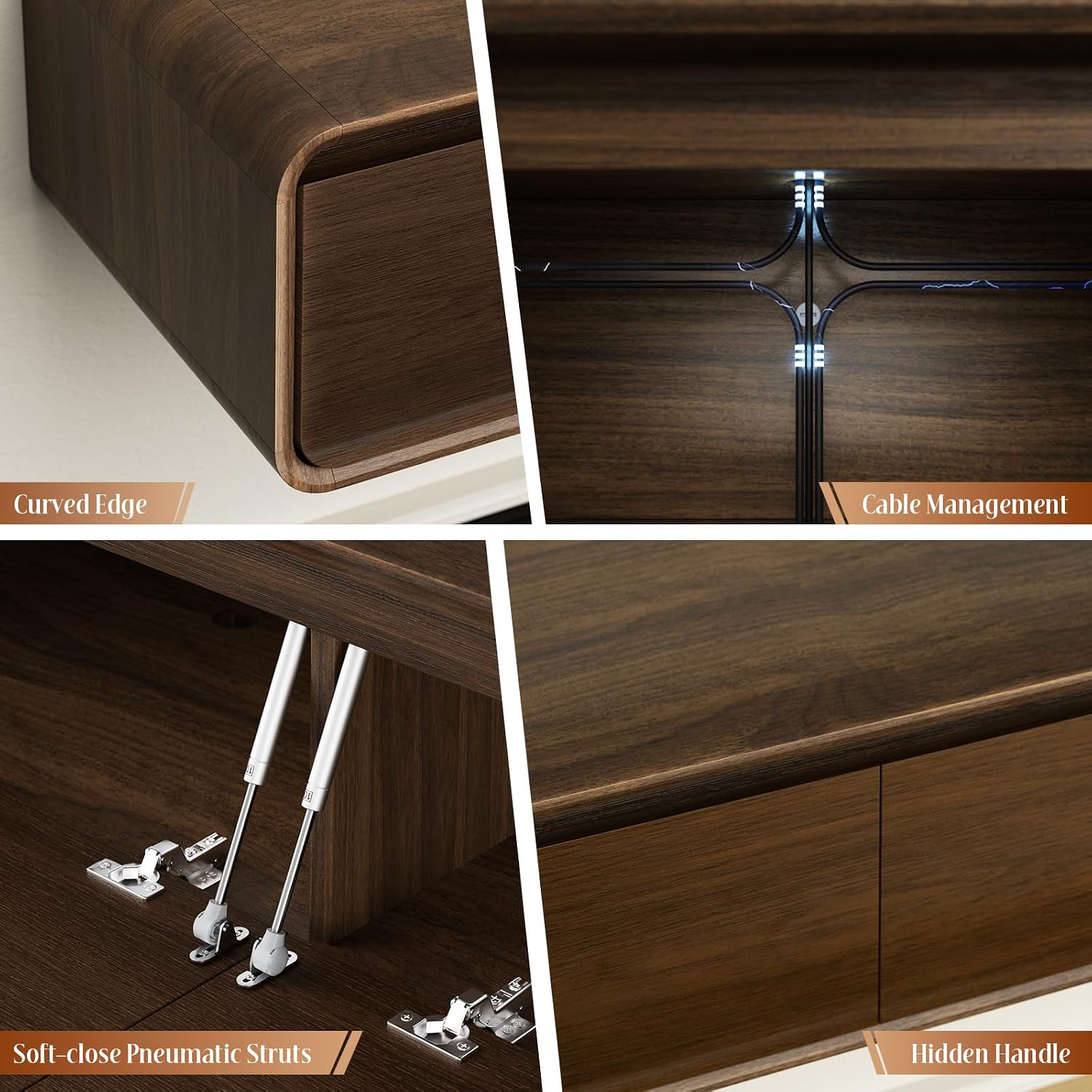 Walnut Floating 71 Inch TV Stand