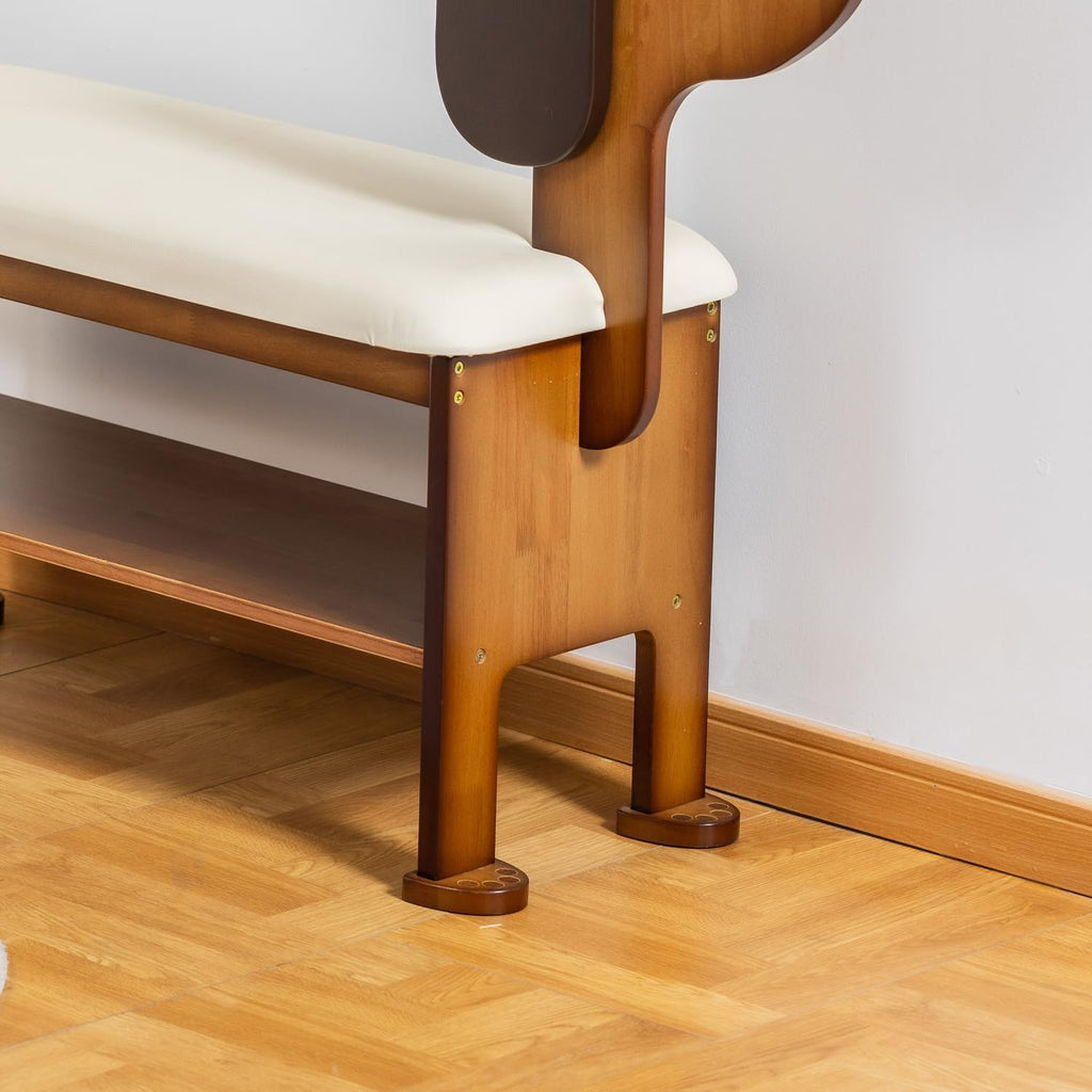 Wood Dog Shaped Cushioned Shoe Bench