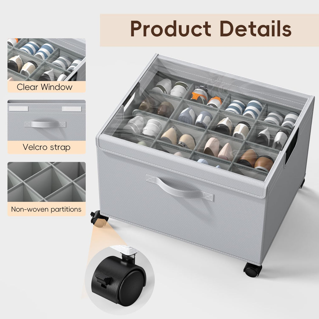 Wheeled Metal Frame Shoe Storage Organizer