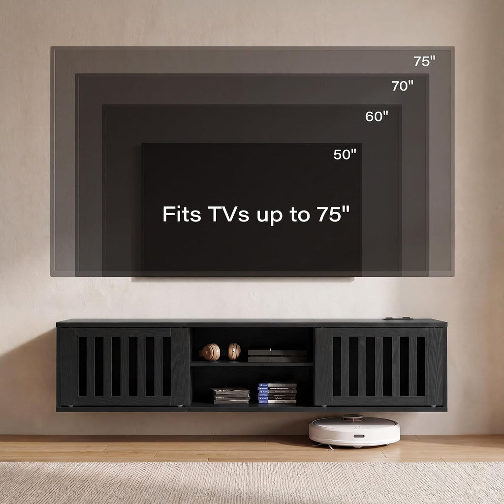 Black 59 Inch Floating TV Stand