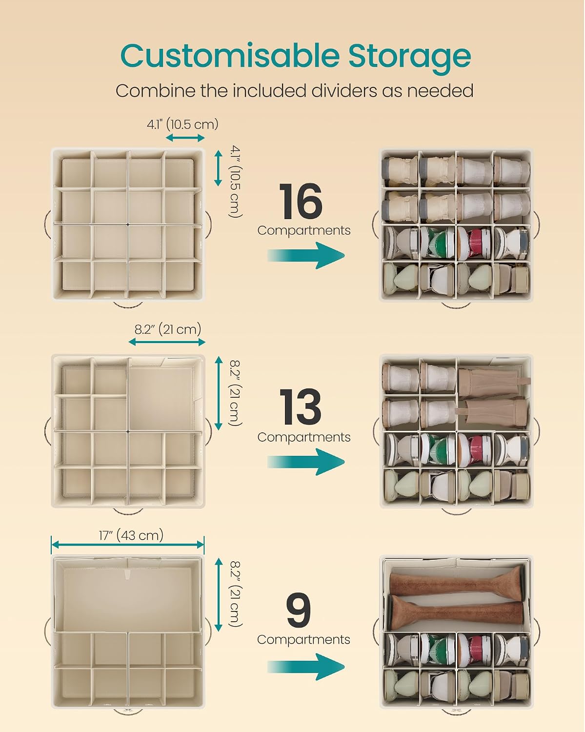 Beige Stackable Fabric Shoe Storage Box