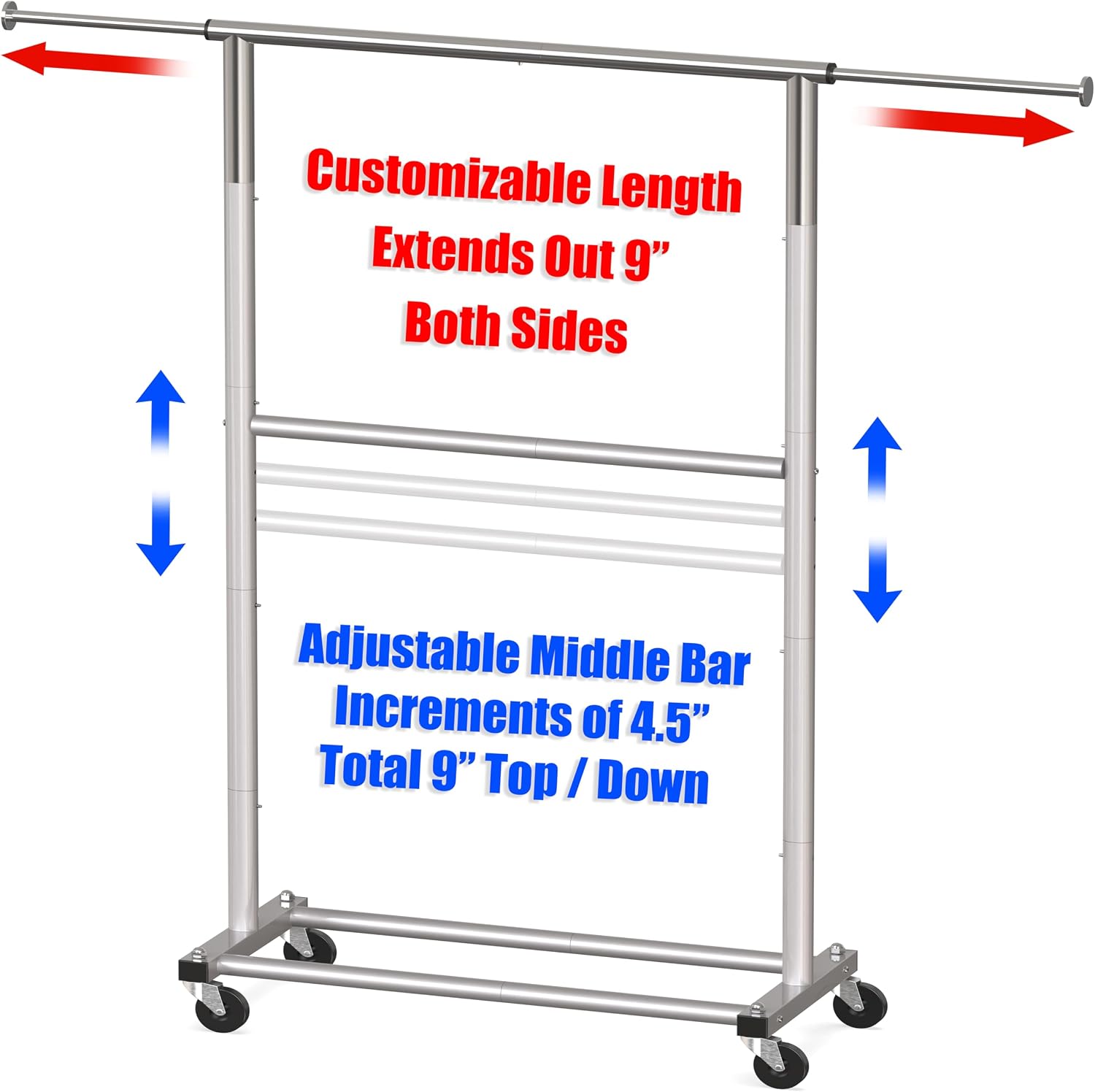 Grey Double Rod Garment Rack