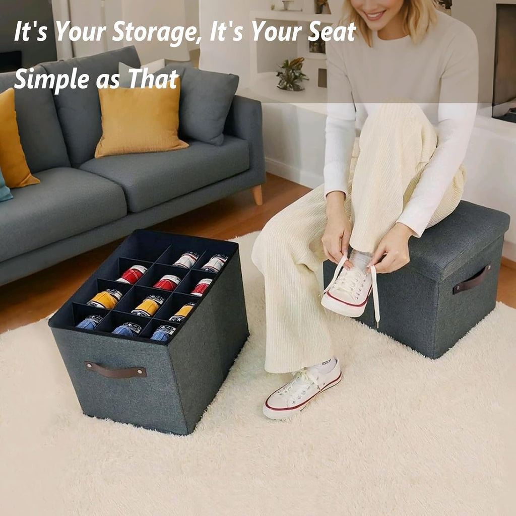 2 Pack Multi-use Storage Ottoman Bench