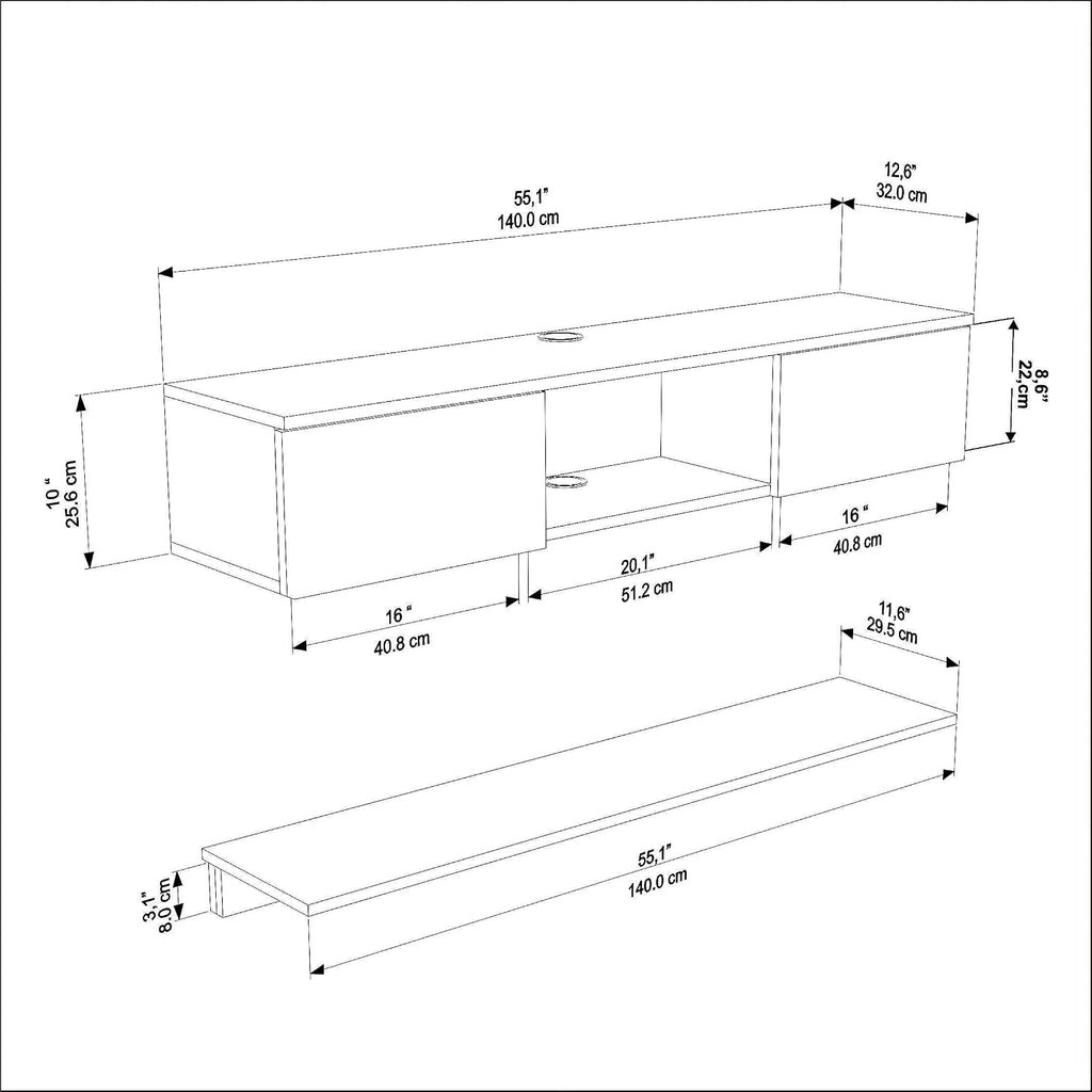Black Walnut Floating TV Stand