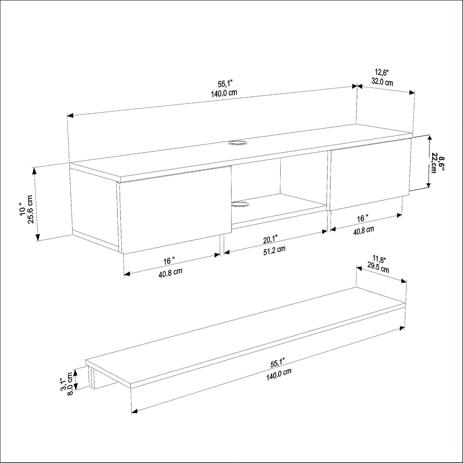 Black Walnut Floating TV Stand