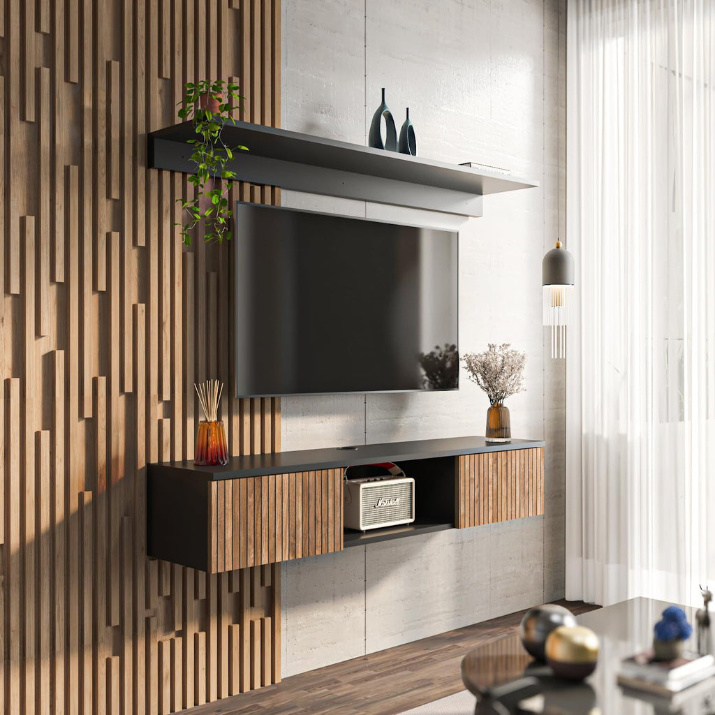 Black Walnut Floating TV Stand