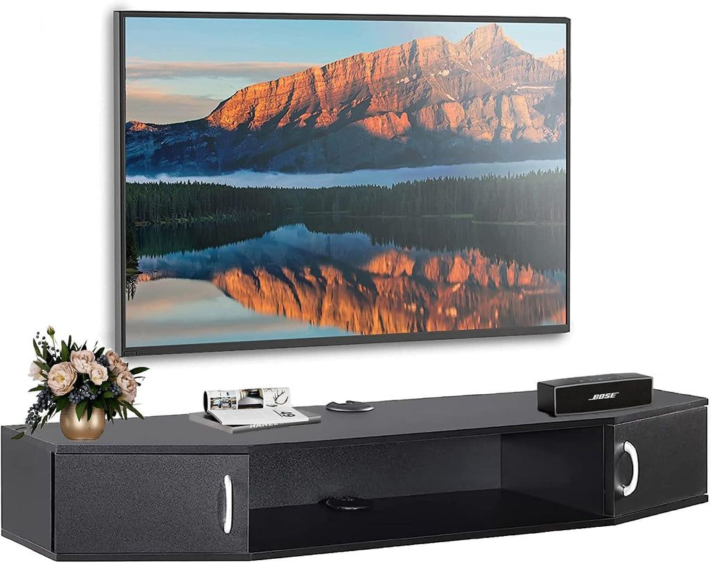 Black Wall Mounted Floating TV Stand