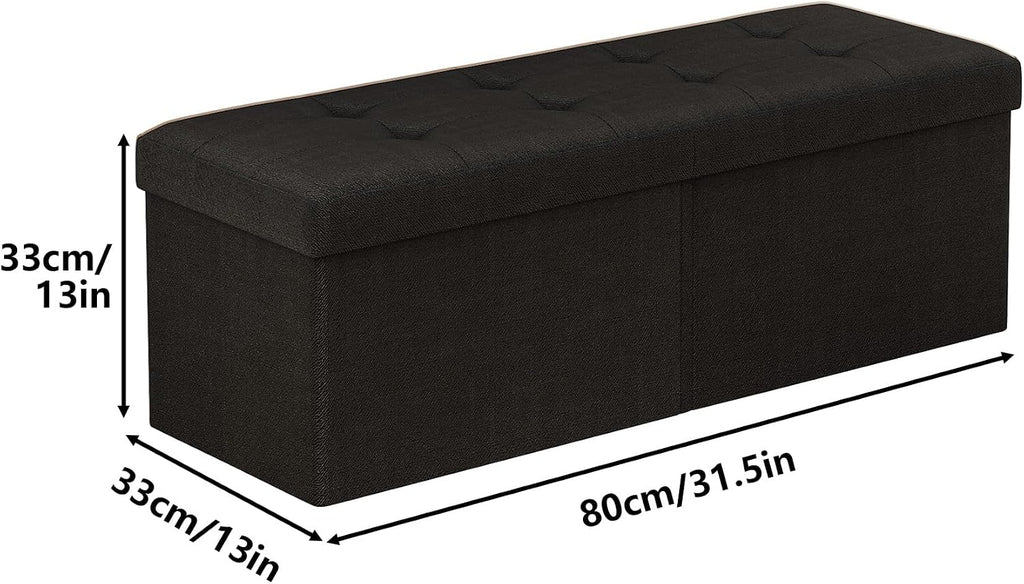 Black Storage Ottoman Bench 31.5 Inch