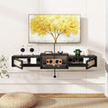 Black Rattan Floating TV Stand UWST012B