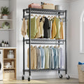 Black R2 Double Rod Rolling Clothes Rack