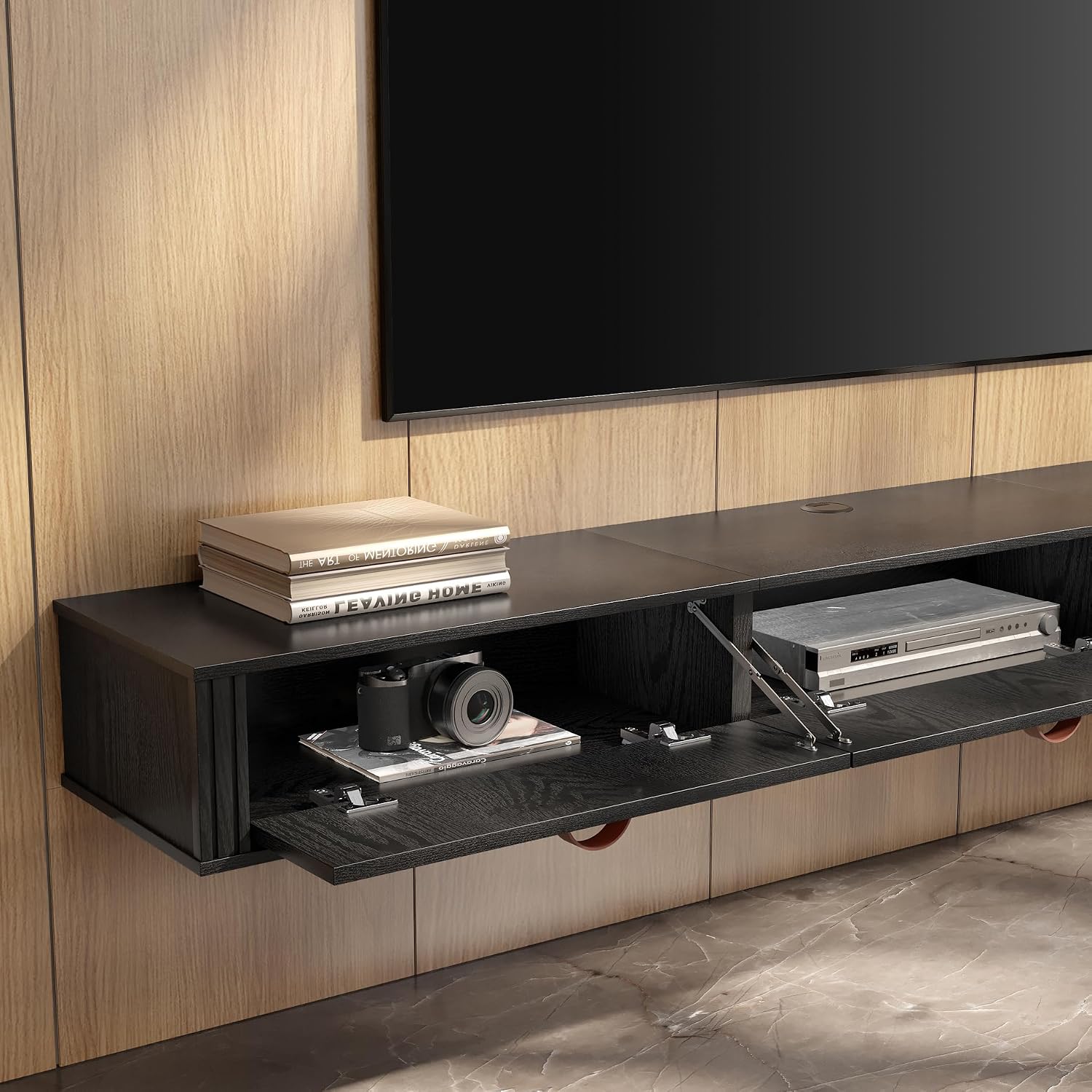 Black Wall Mount Floating TV Stand