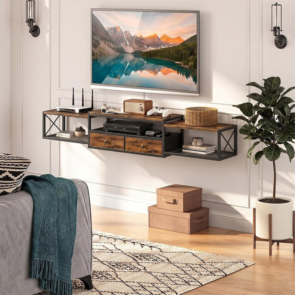 Rustic Brown 55 Inch Floating TV Stand