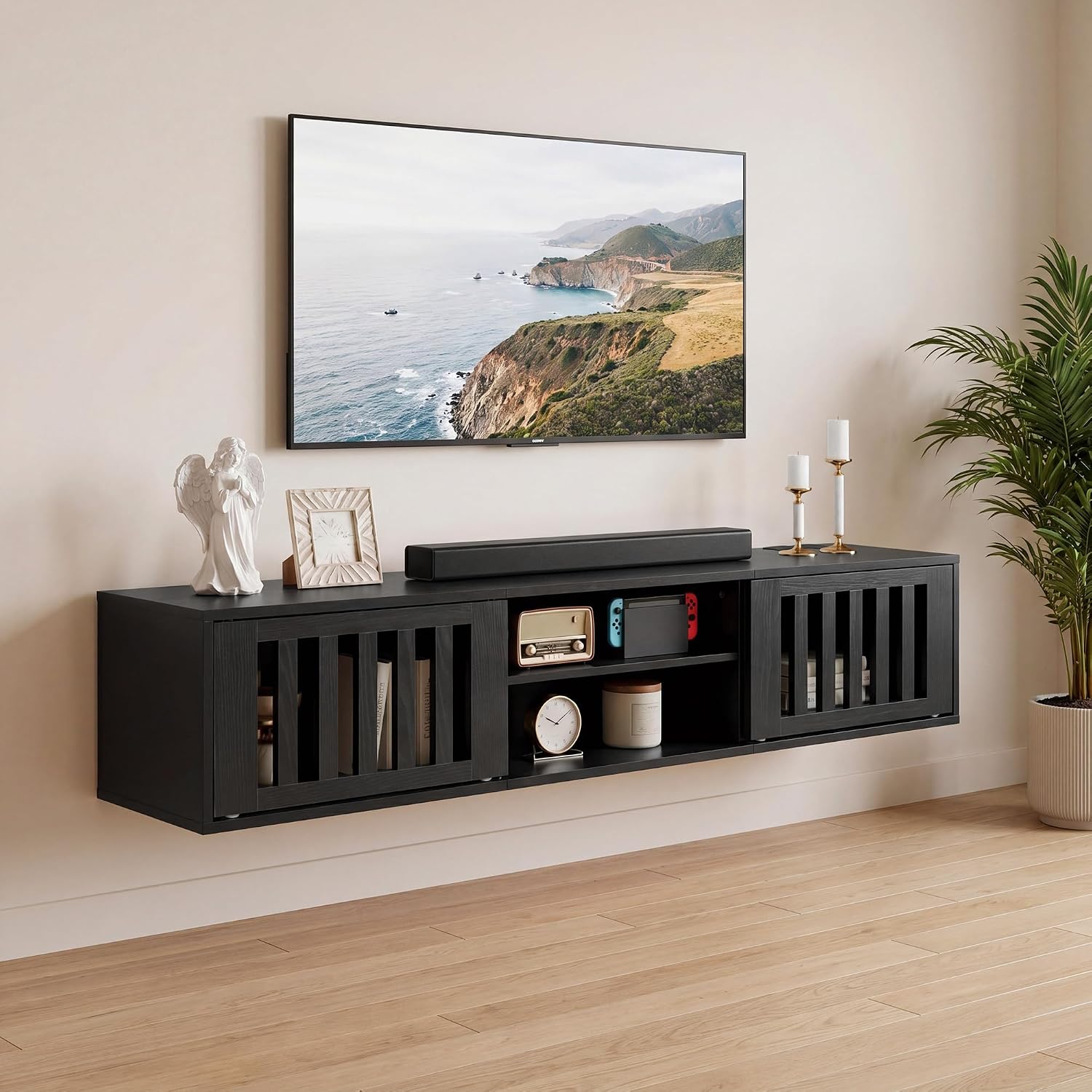Black 59 Inch Floating TV Stand