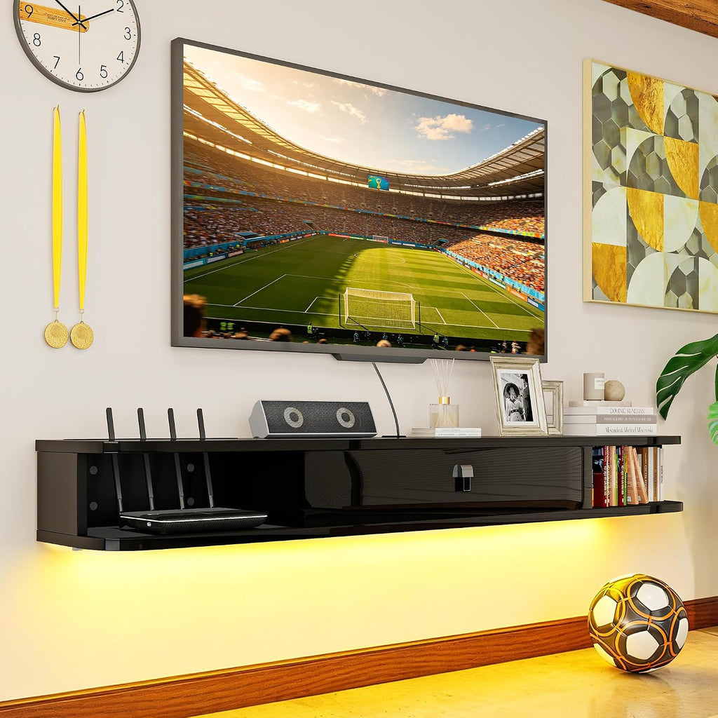 Black LED Floating 55 Inch TV Stand