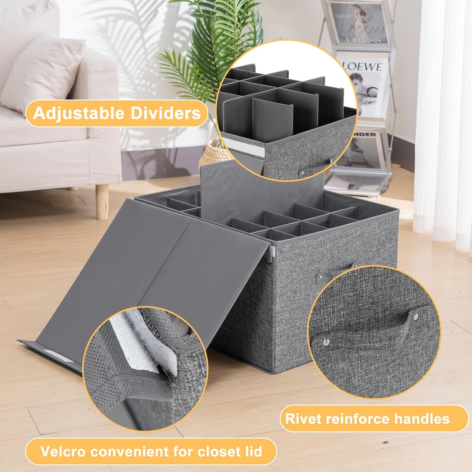 Grey Stackable 16 Pairs Shoe Storage Box