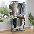 Black Rolling Double Rod Garment Rack