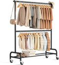 Black Double Rod Rolling Clothes Rack
