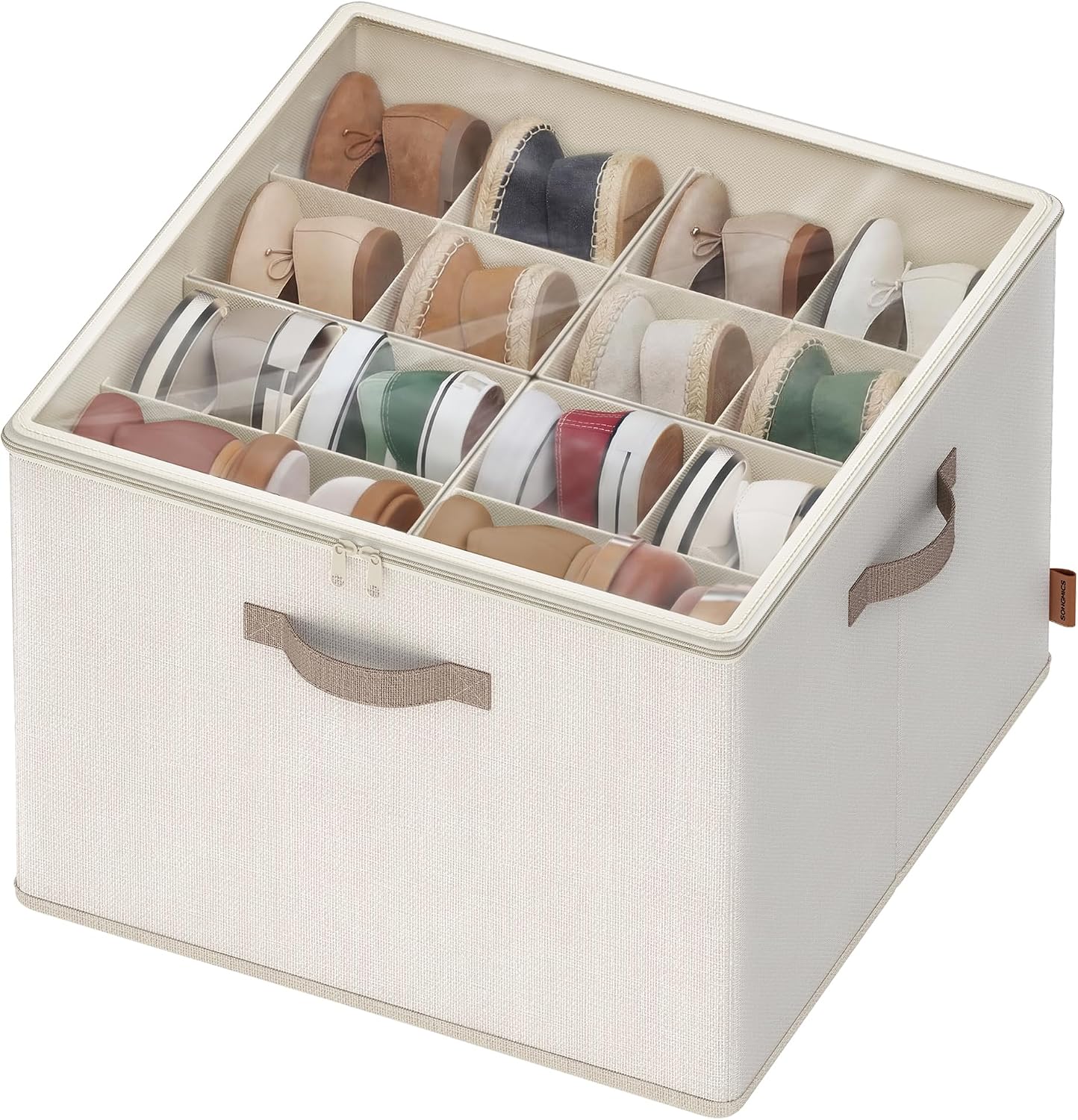 Beige Stackable Fabric Shoe Storage Box